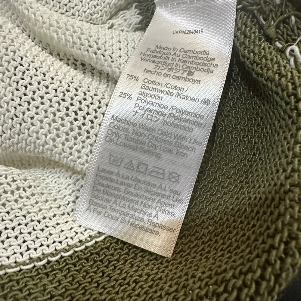 Madewell Loose Knit Crewneck Sweater White Green Stripe Medium - Picture 8 of 10
